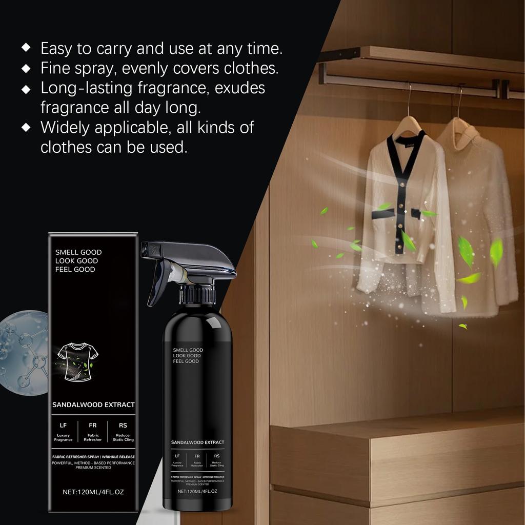 Освежитель одежды спрейУдобный спрей для тканейРоскошный ароматДестатизирует, не повреждая ткани 120 мл