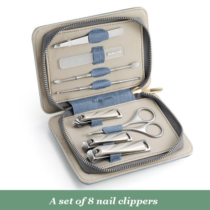 Stainless steel nail clipper set, home nail clippers, nail grooves, eagle-beak nail clippers, pedicure and nail care tools
