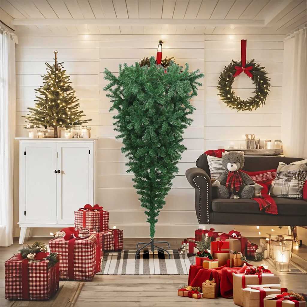 Artificial Inverted Christmas Tree with Stand Green 180 cm