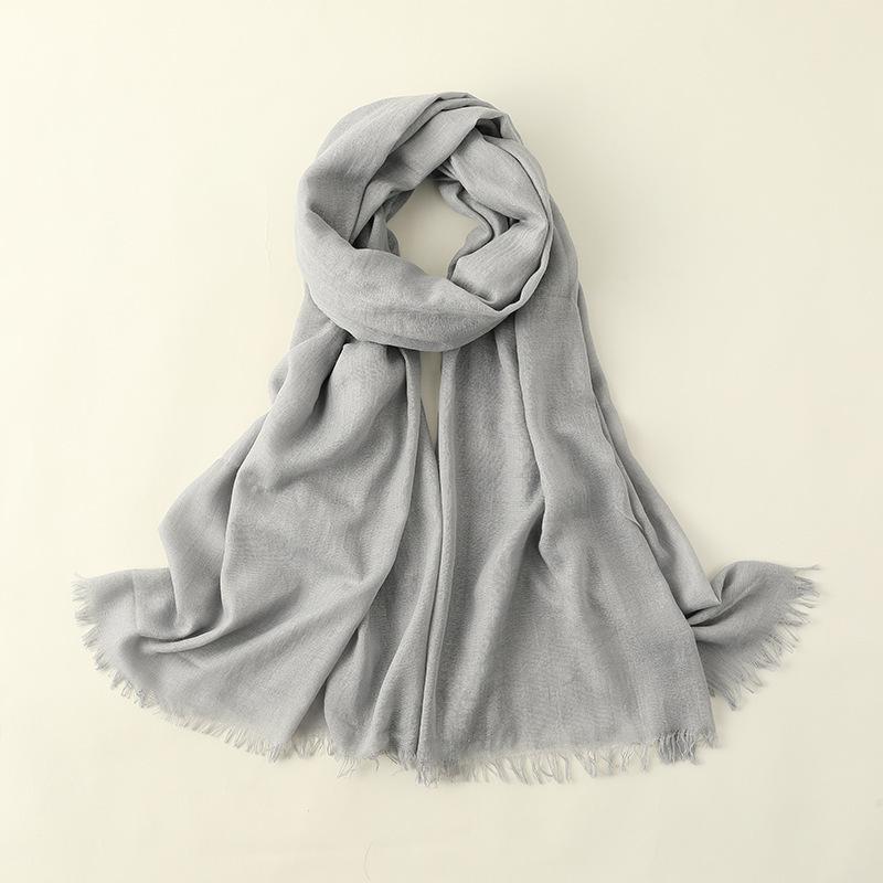 Solid Color Cotton Linen Scarf for Women Lady Literature Anti-sunburn Long Tassel Scarves Autumn Soft Gauze Wrap Shawls New