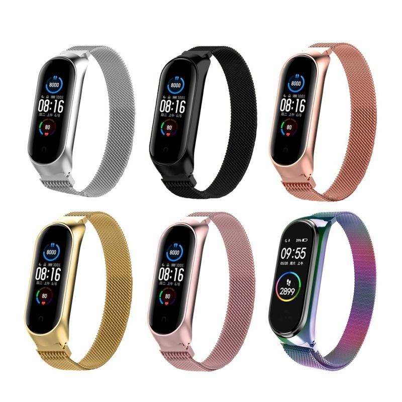 Magnetic Strap for Xiaomi Mi Band 3 4 5 6 Smartwatch Wrist Metal Mesh Bracelet Stainless Steel Wristband