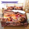 Black Gold Starry Stadium Football Print Duvet Cover Set, 3Pcs Bedding Set with 2 Pillowcases for Bedroom Decor