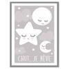 [A0722] - Children's Canvas 'Etoile Lune' Gray (shh . . . I Dream) - 40x30cm