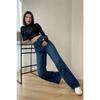 Dark Blue Women's Wide Leg Jean High Waist Palazzo Lycra Flexible Denim Trousers Jessica-kymavi