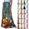 Women High Waisted Wide Leg Pants Summer Casual Flowy Palazzo Pants Floral Print Beach Trousers With Pocket
