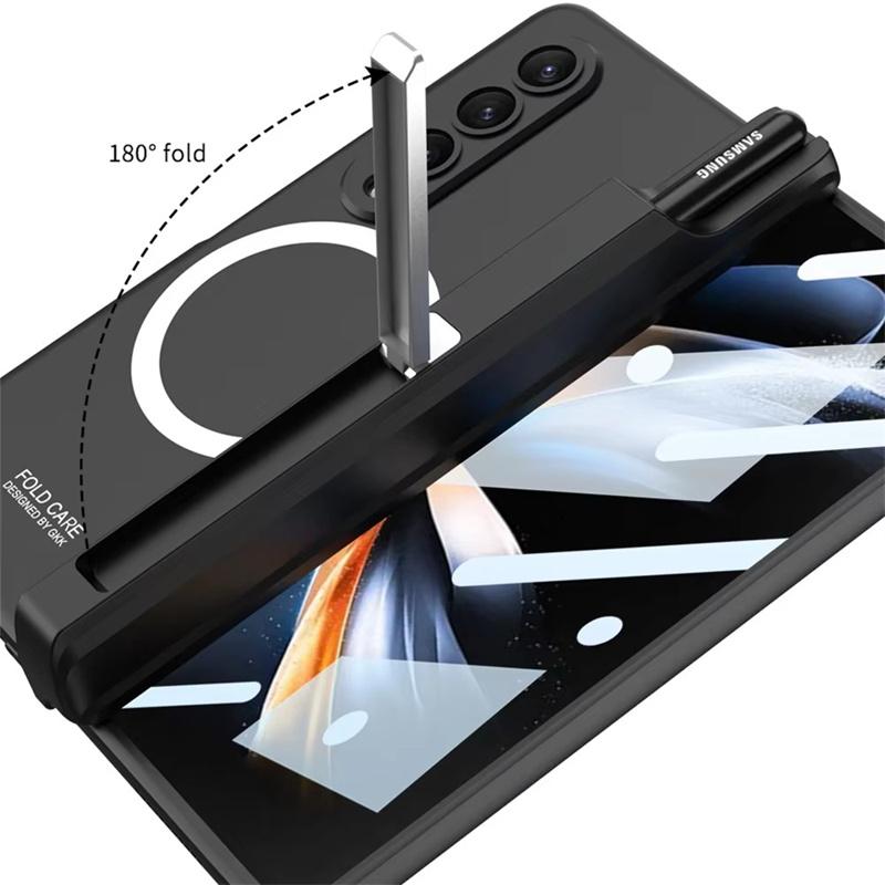 Для Samsung Galaxy Z Fold 7 6 5 4 3 5G Чехол Magsafe Беспроводная зарядка Магнитный шарнир Держатель для ручки Подставка Защитная пленка для экрана Чехол