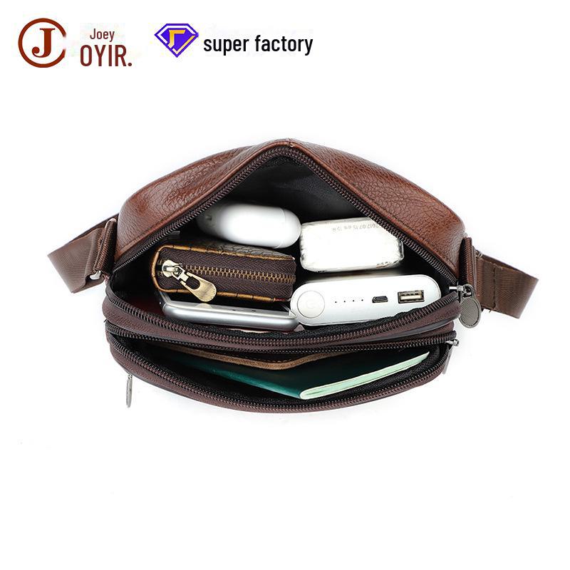 Men's Genuine Leather Messenger Bag - Casual Fashion, First Layer Cowhide, Small Shoulder Bag for Business and Travel.