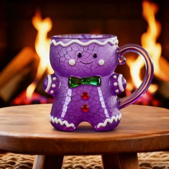 Ceramic Gingerbread Man Mug Christmas Gingerbread Man Shaped Coffee Cup with Handle for Coffee Tea Hot Chocolate Water