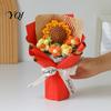 Knitted Flower Arrangement Hand Crocheted Yarn Bouquet, Artificial Rose Sunflower, Handmade Wool Gift Crochet Flowers Teacher Appreciation Gifts, for