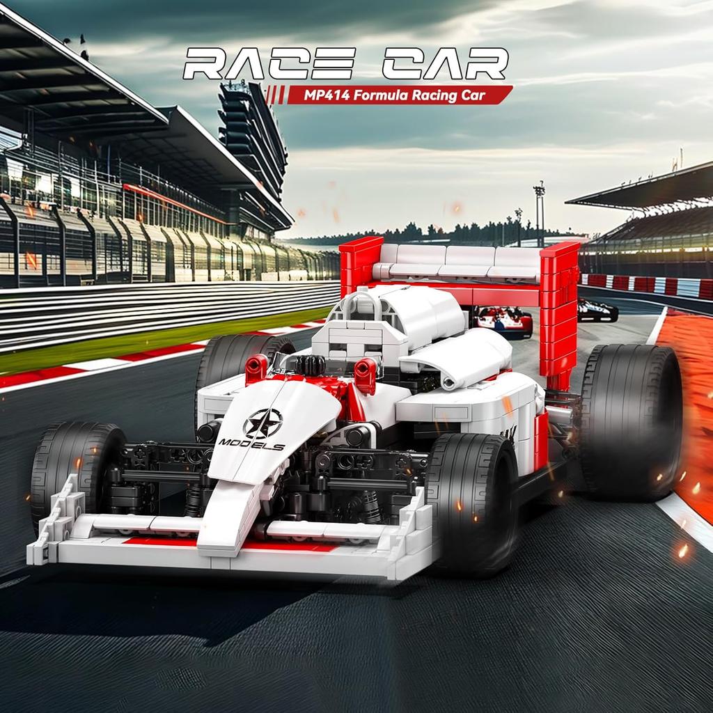 MOULD KING 10132 Модель гоночного автомобиля Формулы-1 1:10 суперспортивных конструкторских блоков для сборки спортивных автомобилей с зажимами (1524 детали)