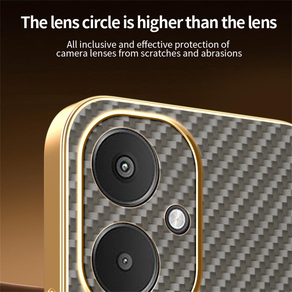 Phone Case For Xiaomi Redmi 13C 5G/13R 5G/Poco M6 5G Carbon Fiber Textured Electroplated TPU Back Cover