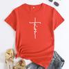 Летний топ с круглым вырезом и крестообразным узором Faith Printed Top, модные повседневные футболки с короткими рукавами для женщин из чистого хлопка