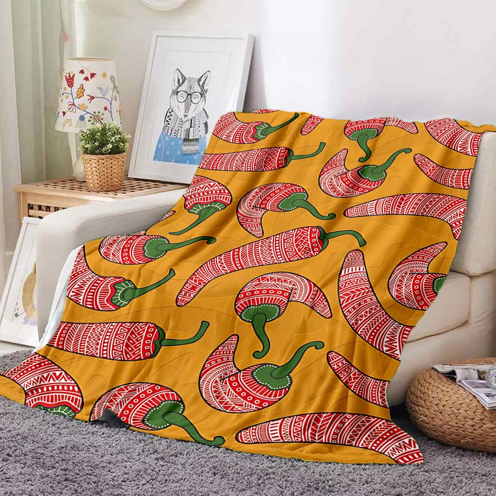 1pc Chili Pepper Print Blanket Warm,Perfect for Camping And Travel, Making It a Great Gift for Any Season yy250904173