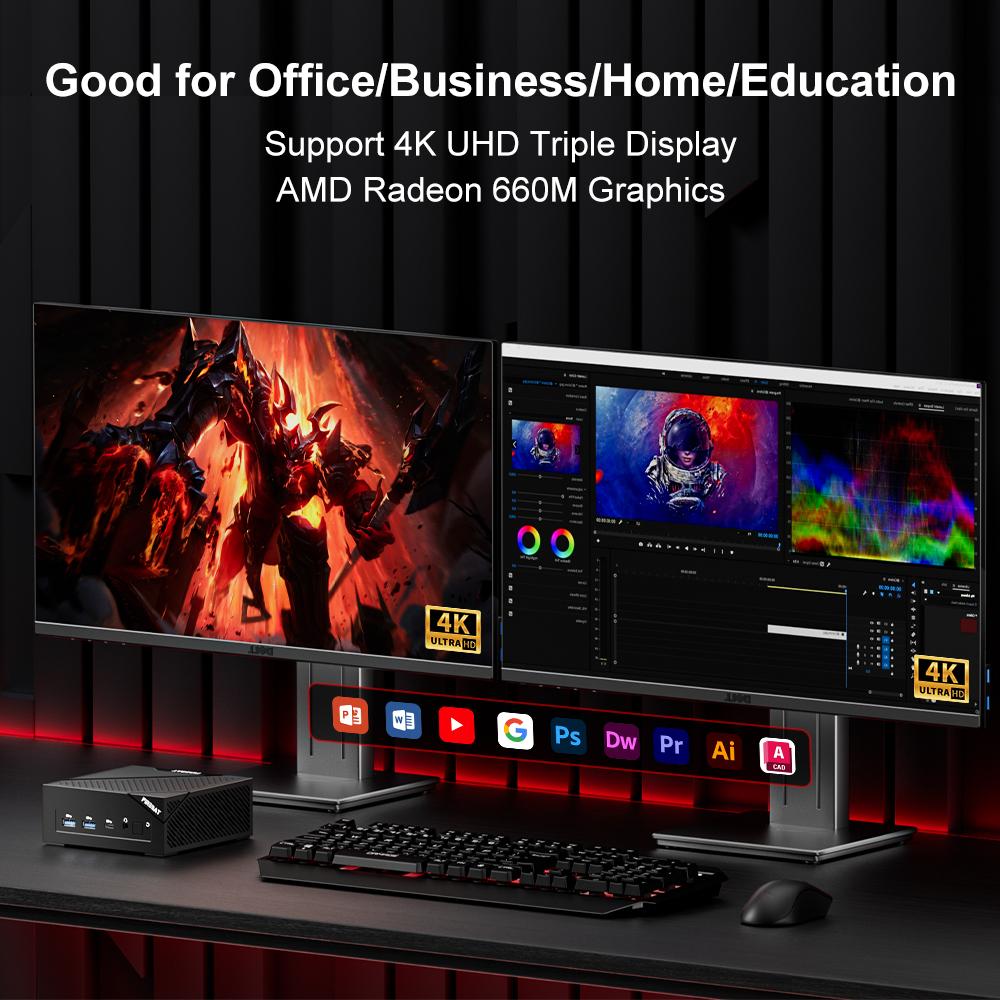 FIREBAT AM02 MINI PC AMD Ryzen 5 6600H DDR5 16 ГБ ОЗУ 512 ГБ SSD WIFI6 BT5.2 Портативный настольный компьютер MINI-PC