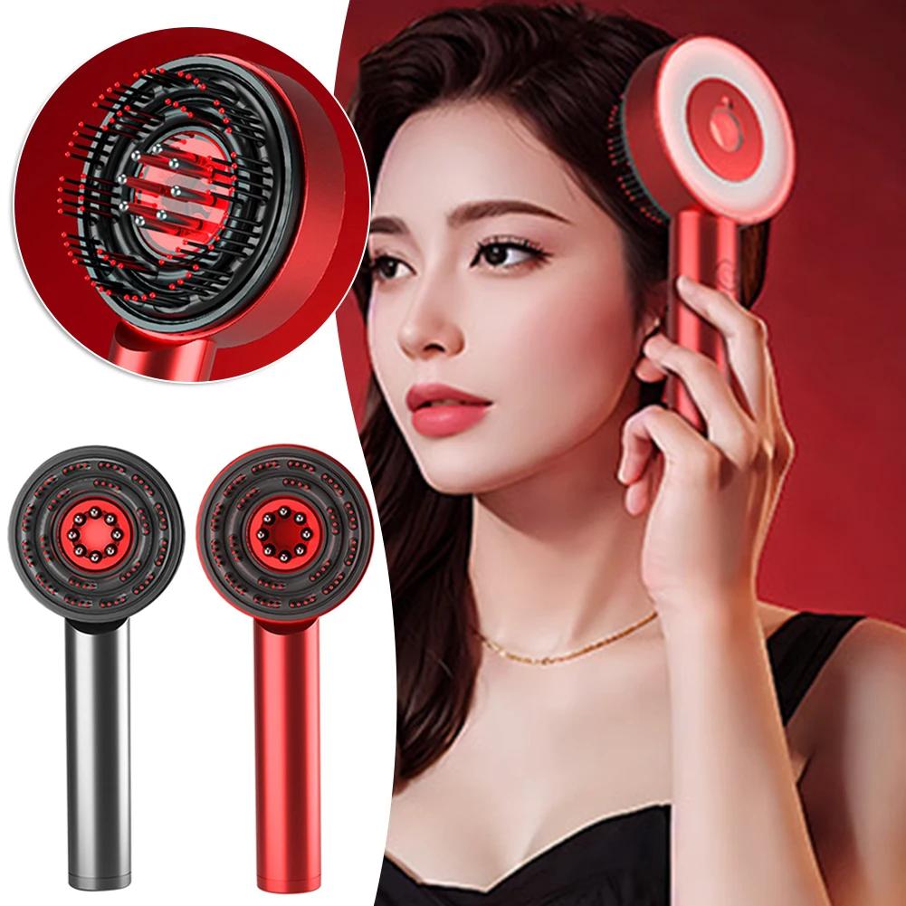 Electric Vibration Massage Comb Red Light Hair Follicle Comb Scalp Oil Liquid Applicator Head Massager Hair Growth Anti Loss