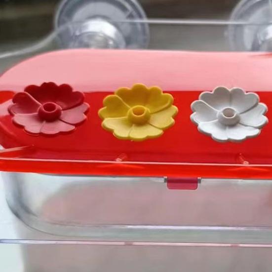 Window Hummingbird Feeder Plastic Birds Feeding Tray with 4 Feeding Ports Strong Suction Cup Hummingbird Feeder for Outdoors