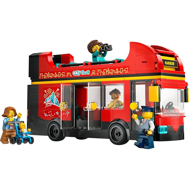 Игрушка LEGO City Красный Двухэтажный Автобус - Подарок на День Рождения, Строительные Блоки, для Мальчиков и Девочек, Возраст 7, 8, 9, Ученики Начальной Школы, Транспортное Средство, Машина,