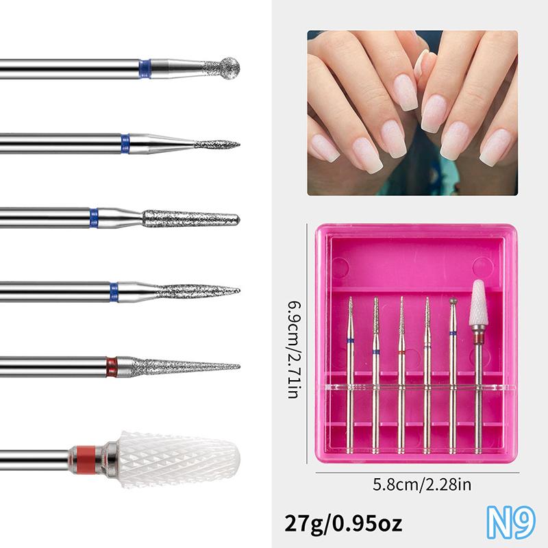 6Pcs/Box Quartz Diamond Sand Nail Files Drill Cuticle Polishing Bit Nail Grinding Head Electric Manicure Set Nail Art Tools