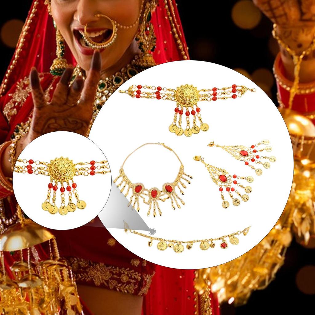 Комплект украшений для танца живота Антикварная цепочка для волос с кисточкой для вечеринки, свадьбы, выступлений