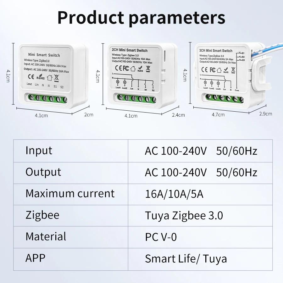 Tuya Zigbee 3.0 Smart Light Switch Module DIY Relay Breaker 1 2 3 Gang Smart Life APP Voice Control Alexa Google Home Assistant
