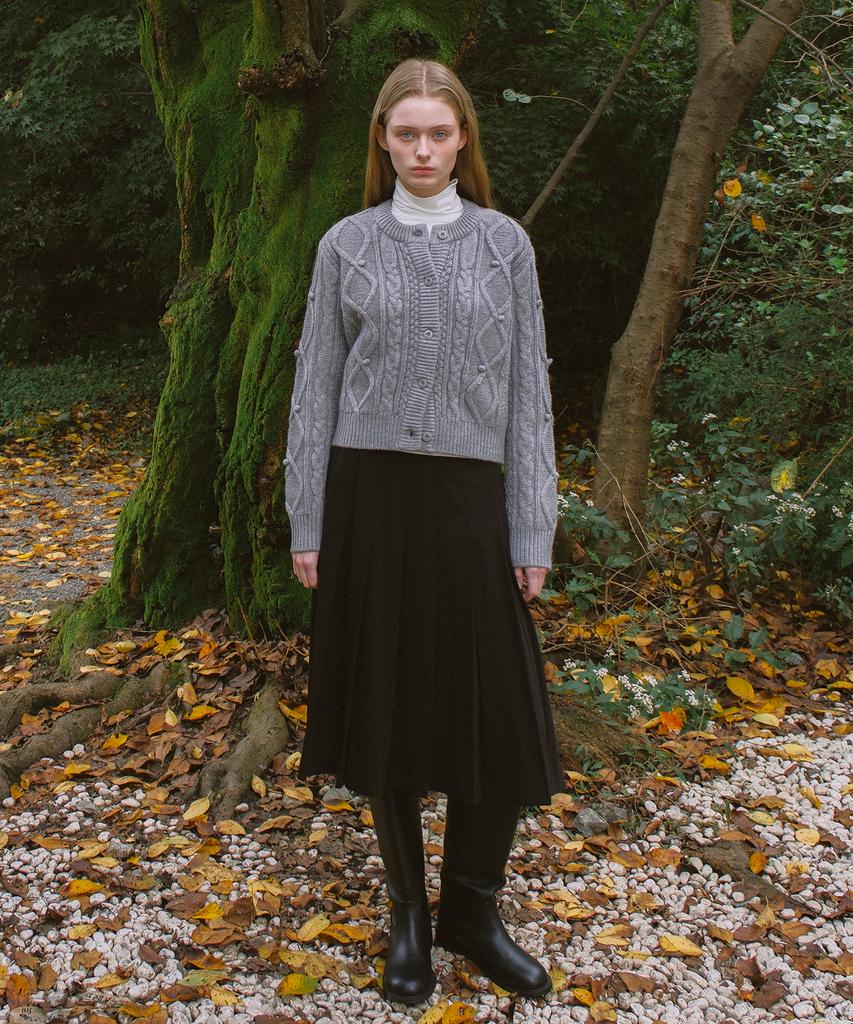 Yeoppe Pleated Wool Skirt_Black