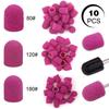 10Pcs 10*15/13*19 Purple Sanding Caps Nail Art Sanding Bands Block Caps Mandrel Gel Remover Foot Care Cuticle Drill Accessories