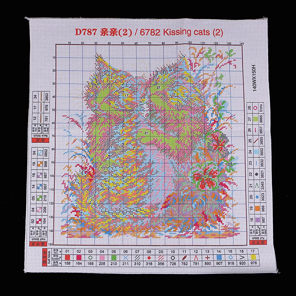 Набор для вышивки крестом своими руками. Предварительно напечатанные целующиеся коты 11CT