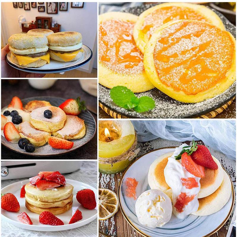 6 Pieces Muffin Tart Rings Double Rolled Tart Ring Stainless Steel Muffin Rings Metal Round Ring Mold for Food Making Bake ware