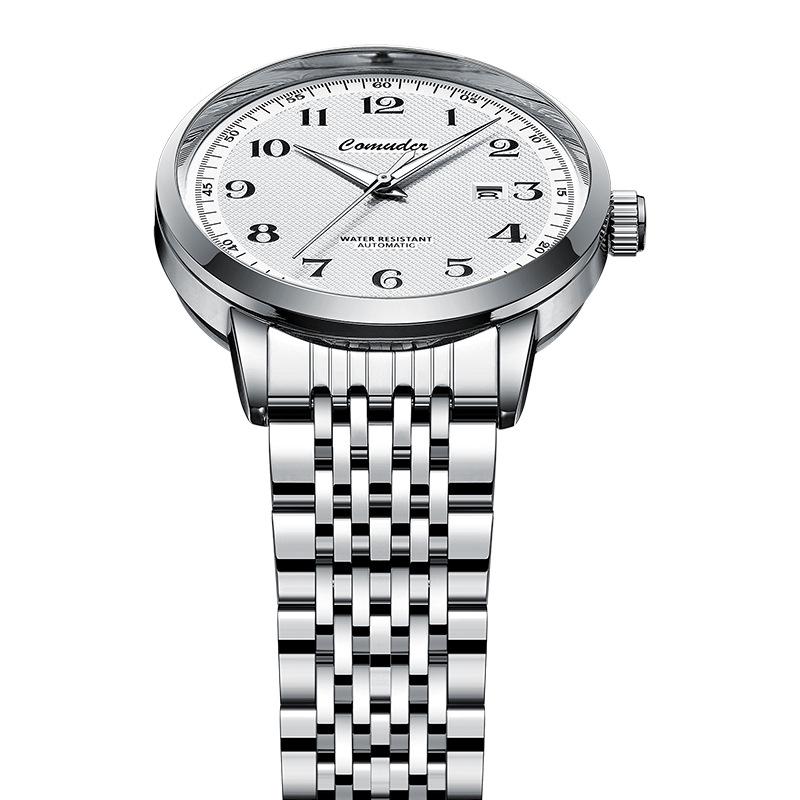 Мужские светящиеся водонепроницаемые автоматические часы-скелетоны с календарем