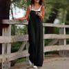 Lady Jumpsuit Collarless Spaghetti Strap Backless Sleeveless Loose Wide Leg Full Length Overalls Casual Daily Wear Outfit