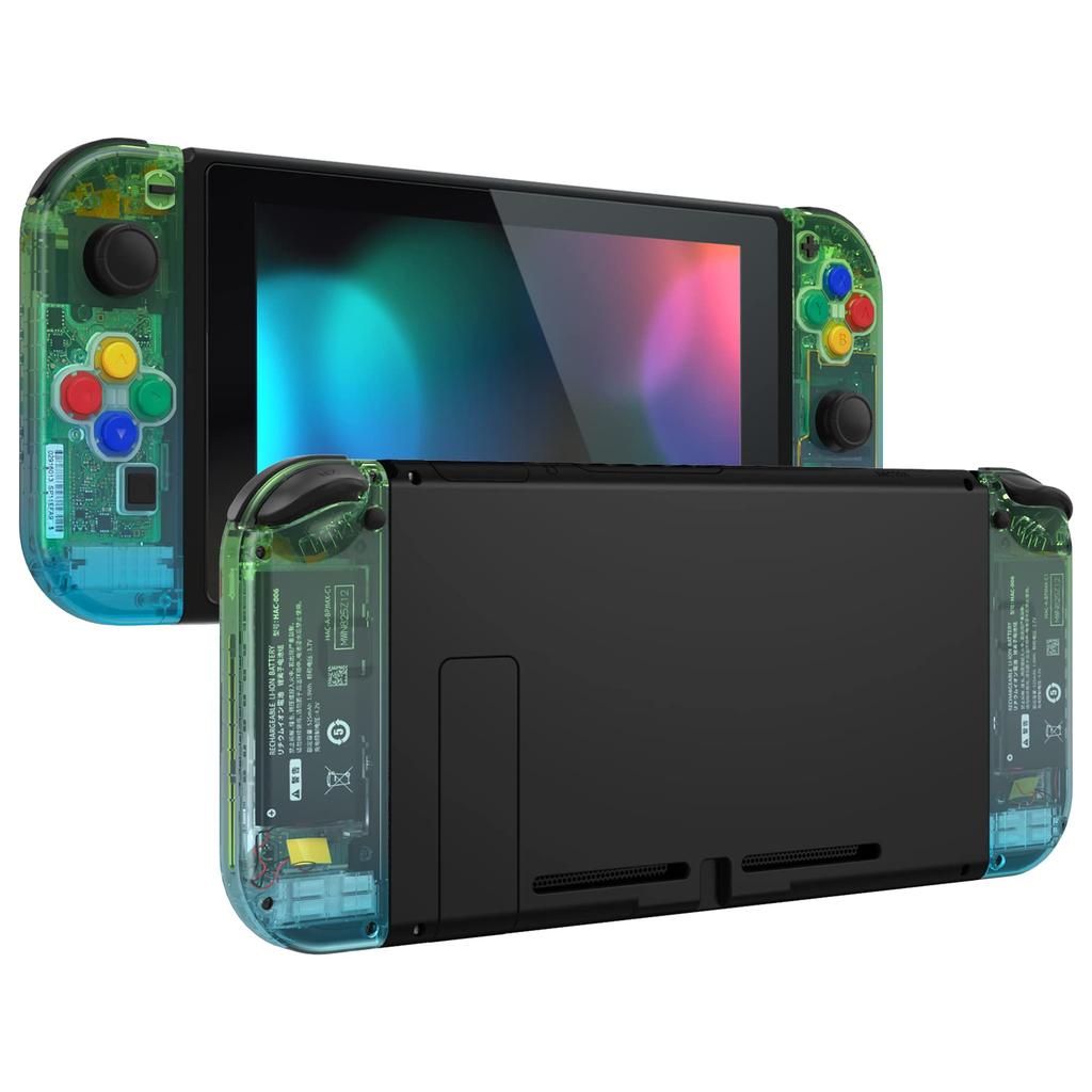 Чехол для ручного контроллера eXtremeRate, совместимый с Switch Joycon и Switch OLED, прозрачный градиентный цветной сменный корпус, сменный чехол своими руками