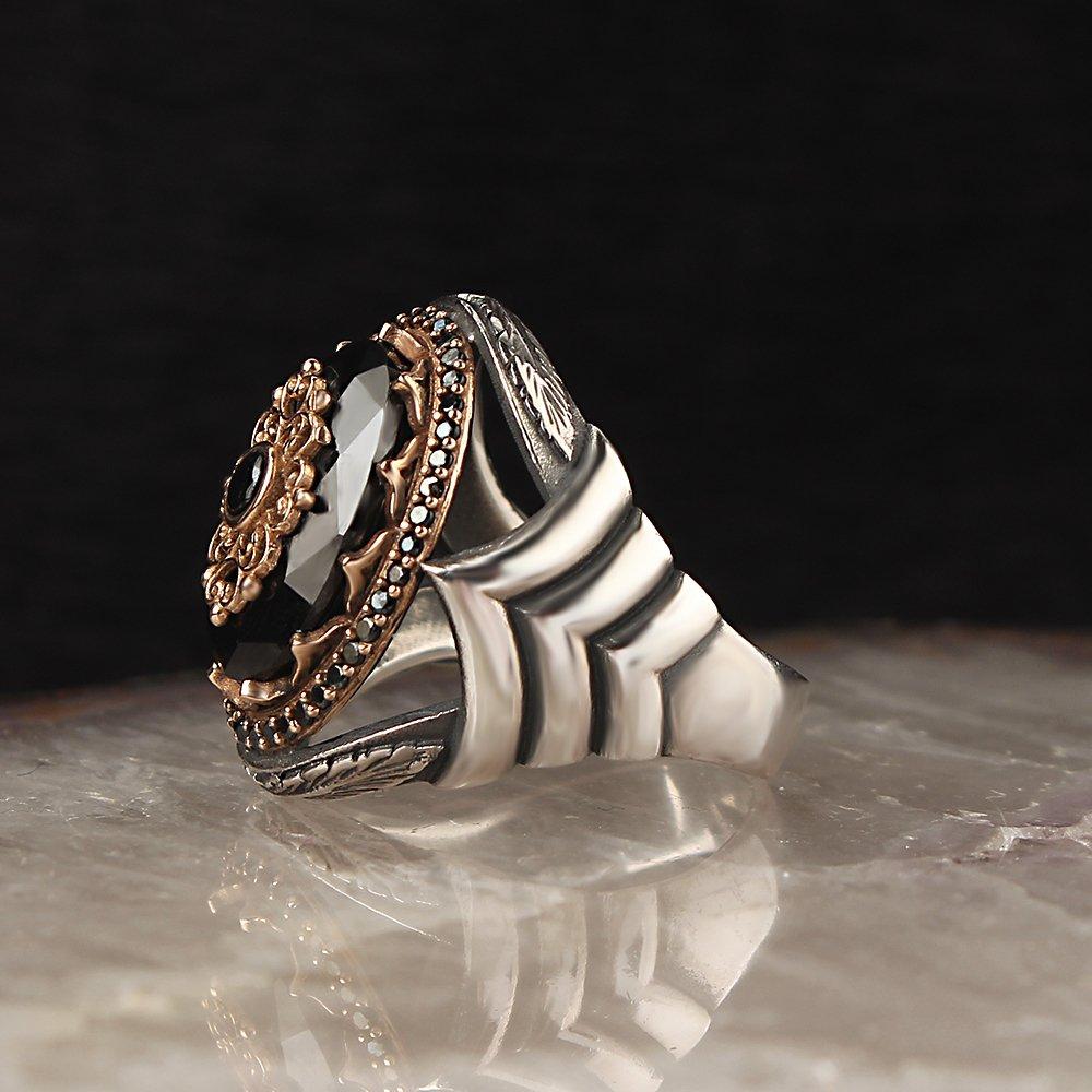 Циркон Ташлы Десенли Гюмюш Эркек Юзюк