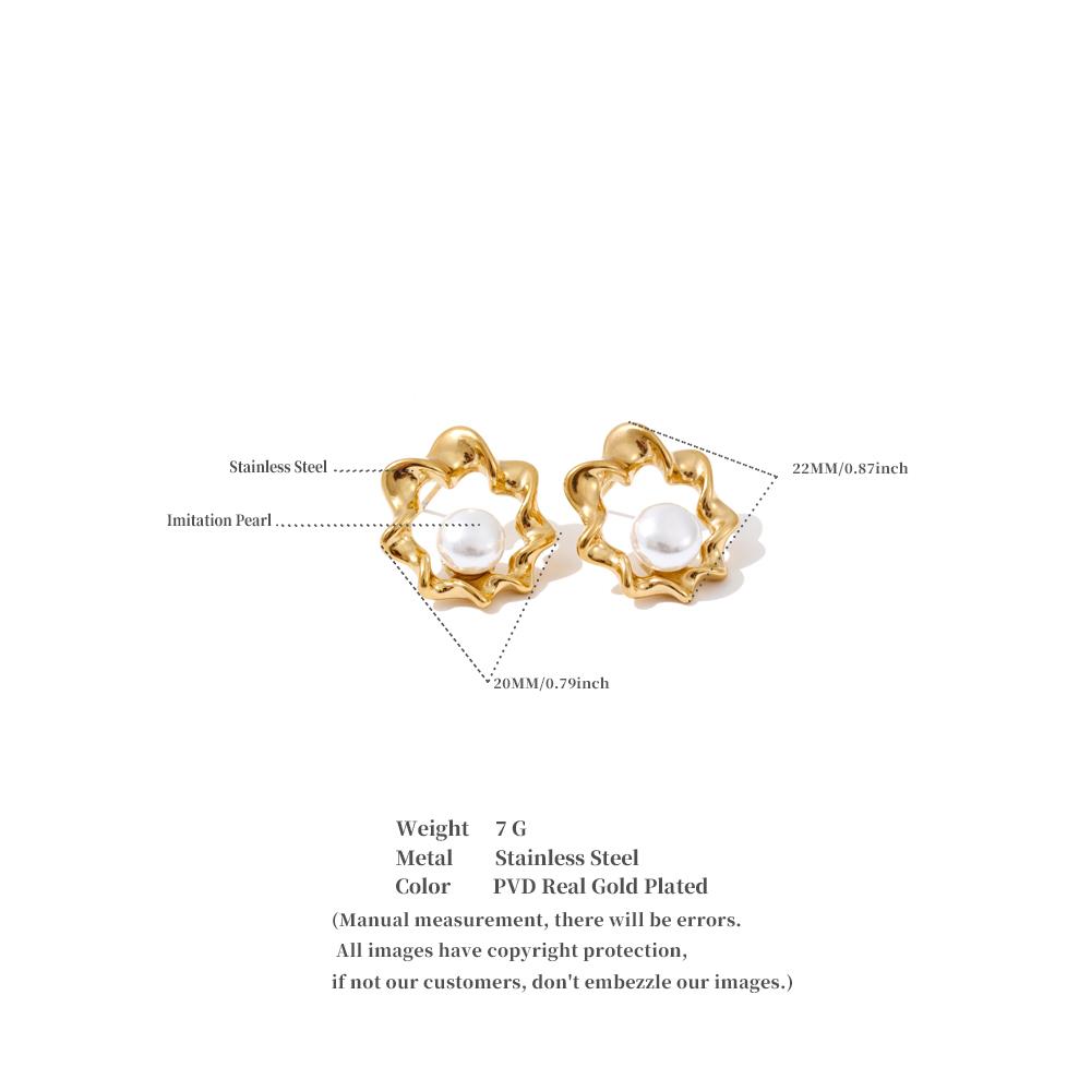 Eetit Fashion Stainless Steel Simulated Pearls Flower Stud Earrings for Women Waterproof Trending Ear Daily Jewelry