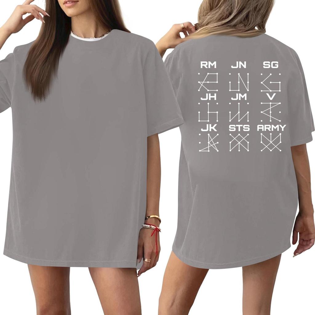 Hot Sale Korean KPOP BTS Letter Same Style Graphic Print Short Sleeve T-Shirt Summer Clothes Oversized Men Women's T-Shirt Kpop Star T Shirt