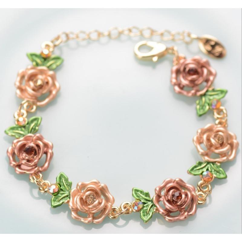 Accessories: Rose Flower Bracelet and Necklace. Retro Alloy Ethnic Style Ornaments. Exaggerated Bracelet.
