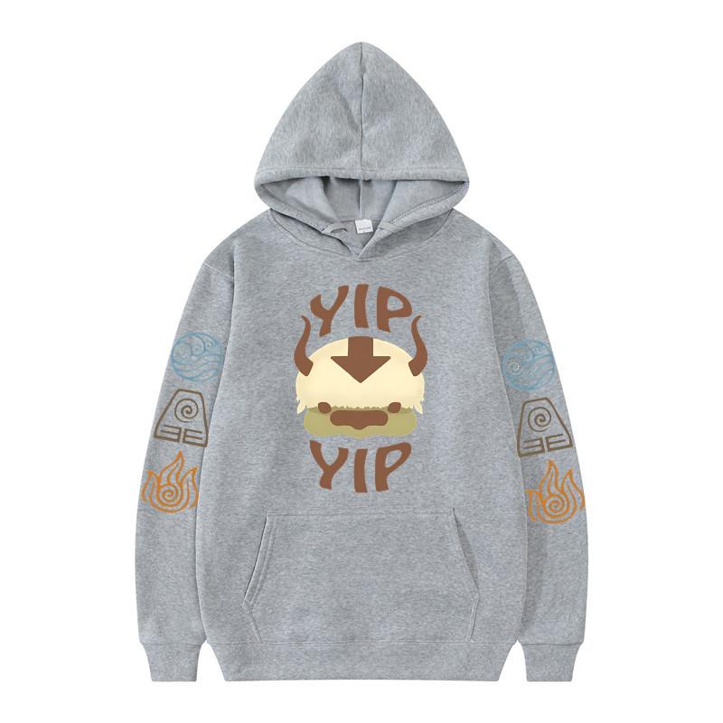 Толстовка с капюшоном «Аватар: Легенда об Аанге» для мужчин и женщин, пара Аппа Иип Буквы Печатный Матовый Аниме Спортивный Топ