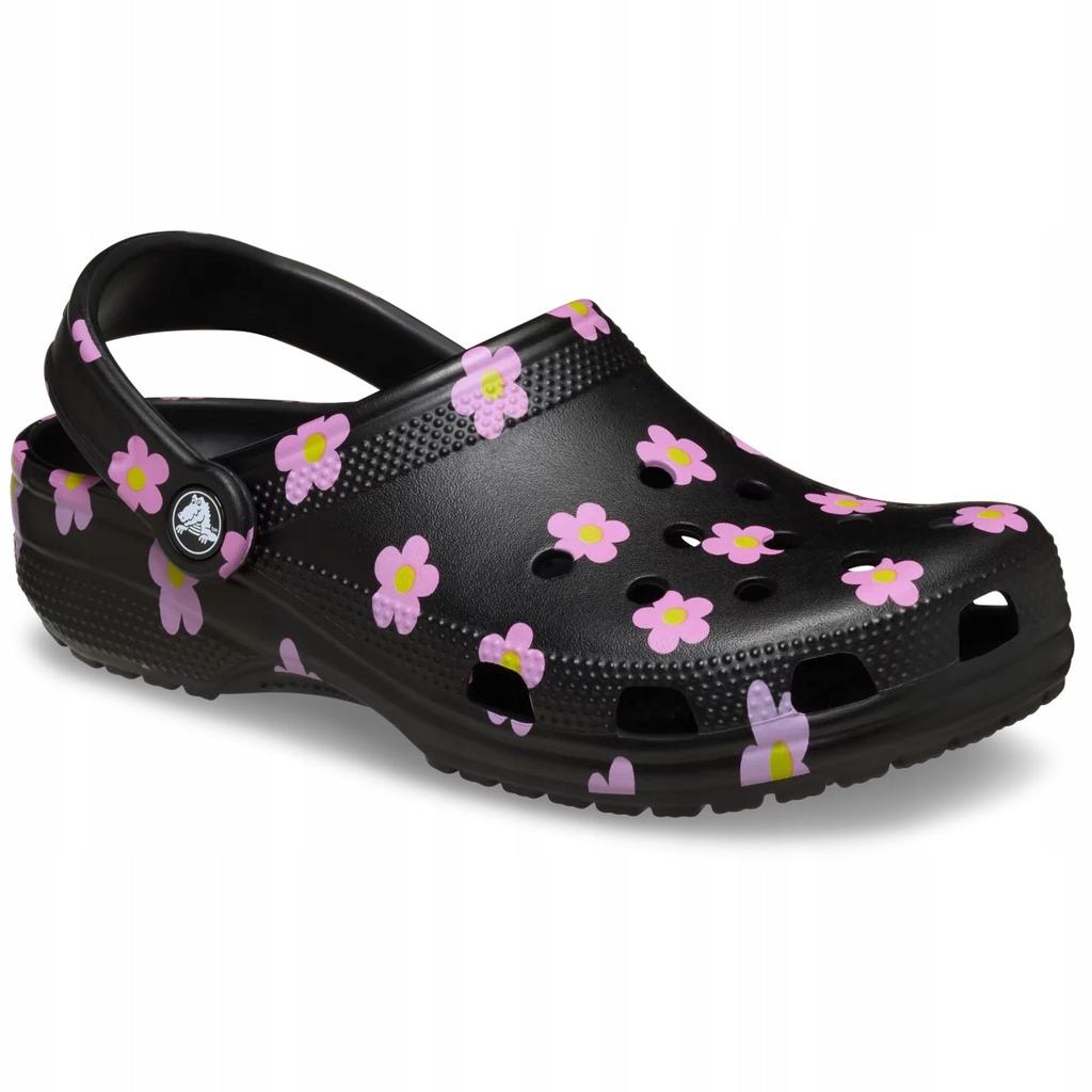 Crocs Classic Flower Clog Women 212677 Black 38-39 EU Comfort Lightweight Non-Slip Shoes