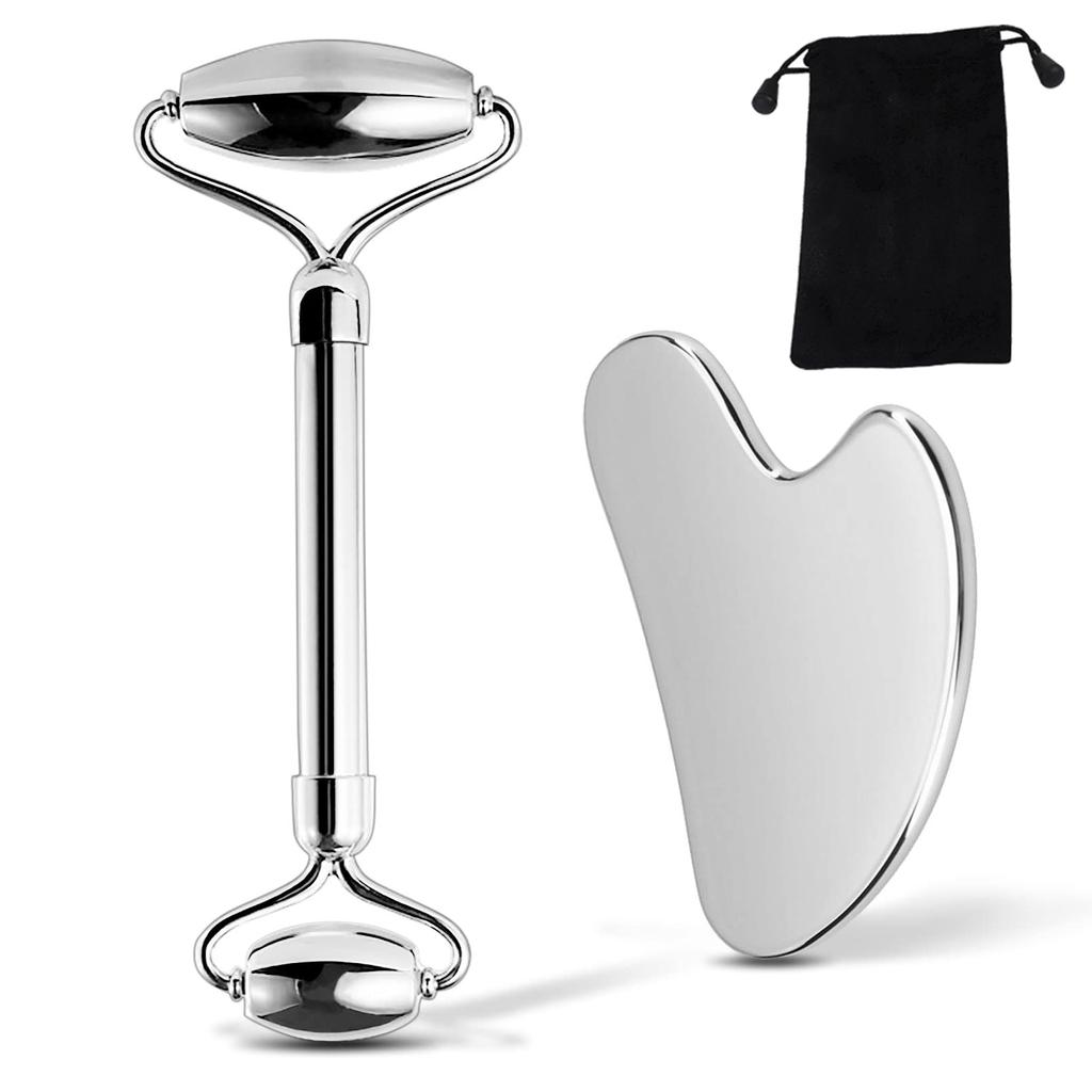 Набор из 1/2/3 шт. роликов для лица и массажных скребков Гуаша из нержавеющей стали, металлические инструменты для красоты для тела, лица, шеи и глаз