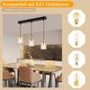 Lampe suspendue - NETTLIFE - Suspension 3 flammes - Abat-jour verre - Métal noir - E27