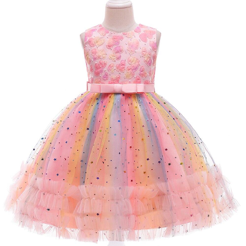 Блестящее платье принцессы из тюля для девочек 3-10 лет, вечернее платье с аппликацией в виде сердца с градиентом, весна 2025 г.