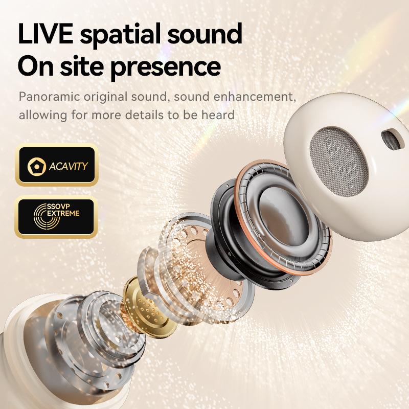 Беспроводные наушники Bluetooth 5.4 Мини-вкладыши Гарнитура Hi-Fi Стерео Передача с низкой задержкой С HD микрофоном с шумоподавлением