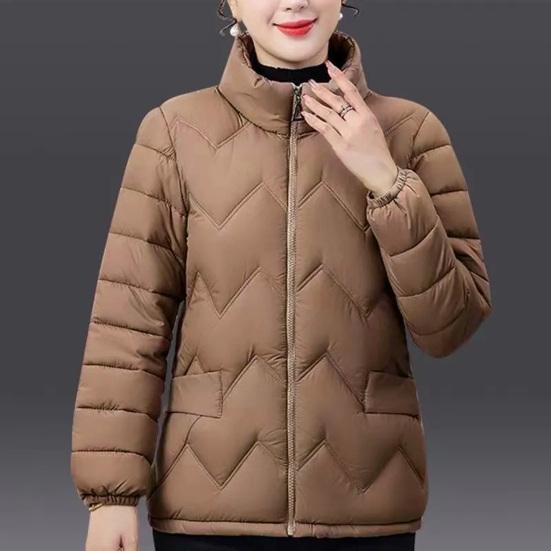 Пальто с хлопковой подкладкой, воротником-стойкой, длинными рукавами, застежкой-молнией, теплая зимняя куртка с карманами, однотонная утолщенная стеганая верхняя одежда