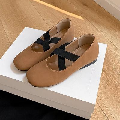 Балетки из натуральной кожи на скрытом каблуке - Женские туфли Мэри Джейн в стиле ретро, Весна 2025