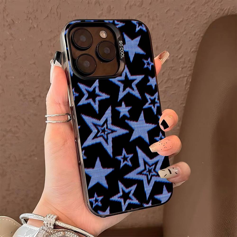 Чехол со звездами для iPhone 17 17Air 16 15 14 13 12 11 Pro Max Plus Цветной Серебристый