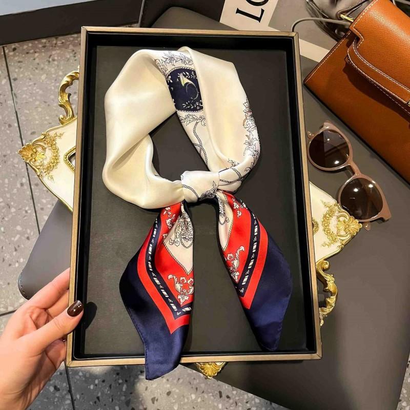 70cm Square Silk-Like Scarf Women Lightweight Fashion Accessory Office Chic Neck Wrap Stylish Print Design