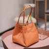 Women Solid Color Small Top Handle Bucket Handbag Vintage PU Leather All-match Chic Tote Bag KTY