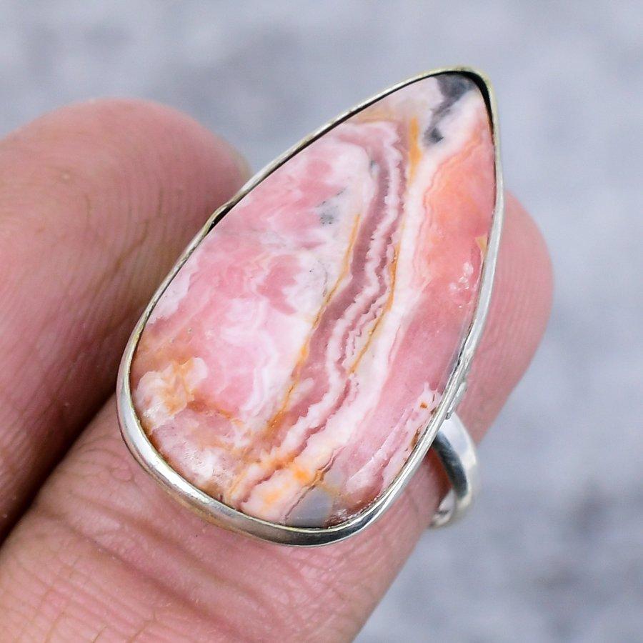 Natural Rhodochrosite Gemstone 925 Sterling Silver Jewelry Ring Size 7 N3S00