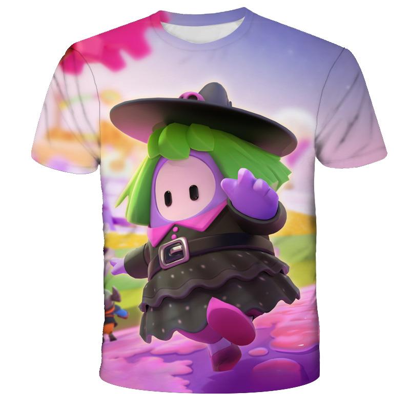 Kawaii Stumble Guys Cartoon 2022 Мальчики Детская футболка с 3D-принтом О-образным вырезом Рубашка с рукавами Детская одежда Повседневная одежда для дня рождения Топы