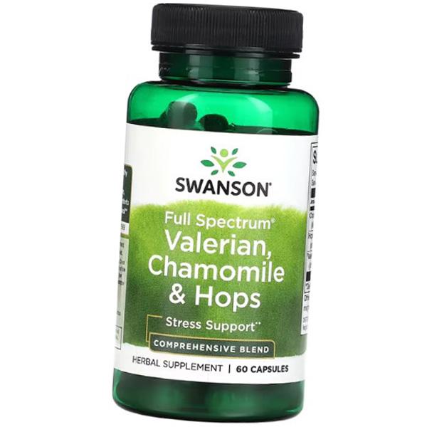 Herbal Complex for Stress, Full Spectrum Valerian, Chamomile and Hops, Swanson 60 Caps (71280197)