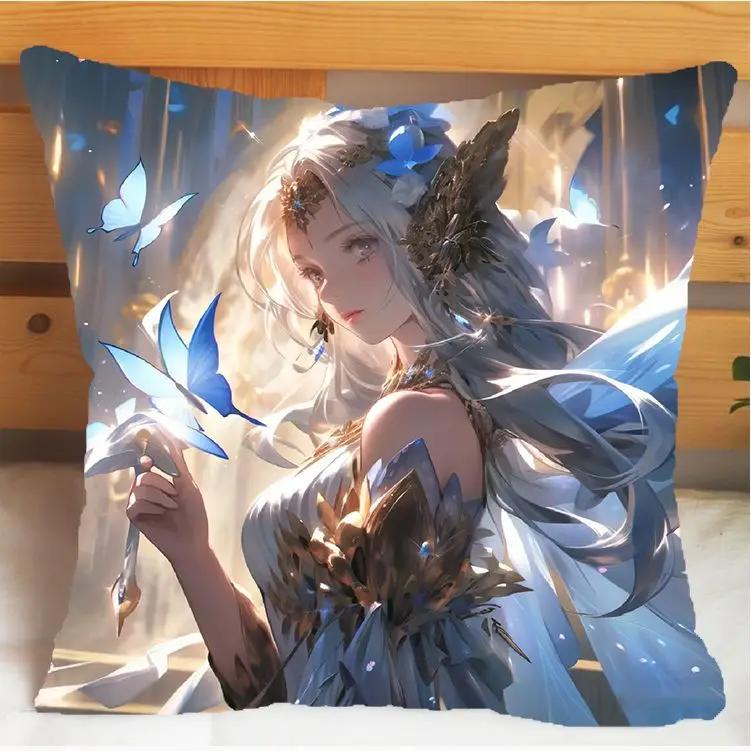 Arena of Valor Honor of Kings Diao Chan Подушка и наволочка Чехол для подушки Двусторонняя печать Плюшевые декоративные подушки 40x40 см